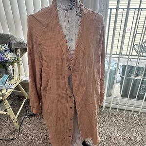 🦋-iGenJen Button-up Boho Type Top/Cover-up, Babydoll Style